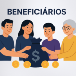 Pessoas em ilustração segurando um saco de dinheiro de RPV
